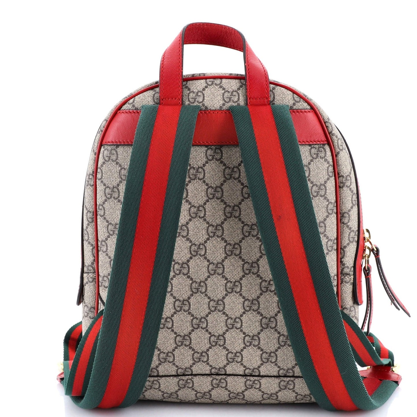 Gucci Zip Pocket Backpack Embroidered Gg Coated Canvas Small