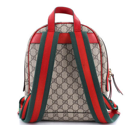 Gucci Zip Pocket Backpack Embroidered Gg Coated Canvas Small