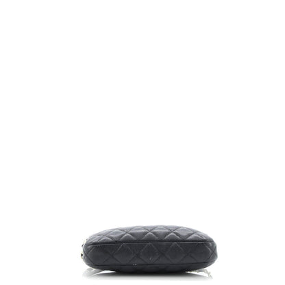 Chanel Double Zip Clutch With Chain Quilted Caviar