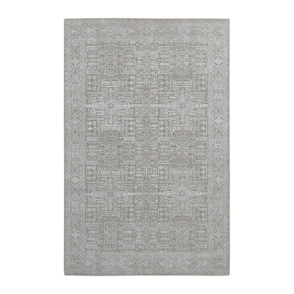5'9"X9' Gray Wool And Plant Based Silk Fine Jacquard Hand Loomed Rug