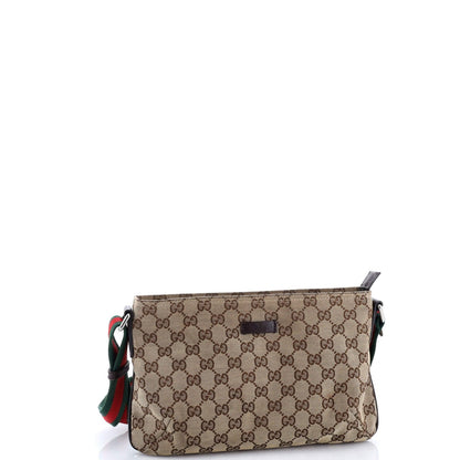 Gucci Web Strap Messenger Bag Gg Canvas Small