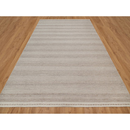9'2"X12'2" Beaver Brown Flat Weave With Textured Grass Design Wool Rug
