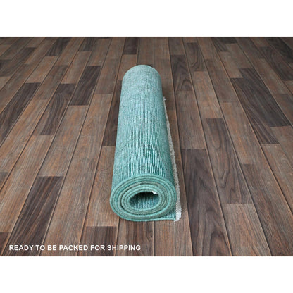 2'5"X10' Blue Overdyed Vintage Zoroastrian Hand Knotted All Wool Runner Rug