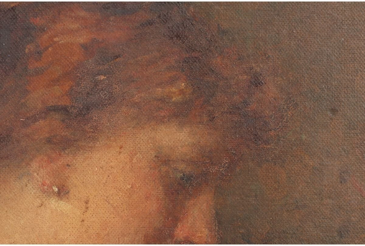 Original Oil Painting Portrait Woman Antique By Eduard Hildebrandt