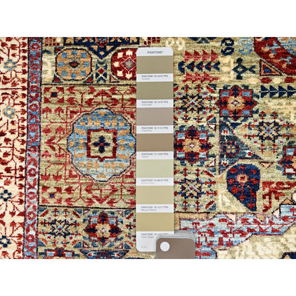 5'X6'8" Green Hand Knotted Soft Wool Mamluk Design Oriental Rug