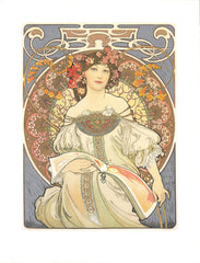 Nouveau ALPHONSE MUCHA Reverie 27" x 20.75" Mixed Media 2010 Art