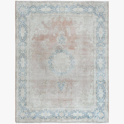 9'8"X12'7" Farsian Karman Clean Sun Faded Pink Wool Hand Knotted Rug