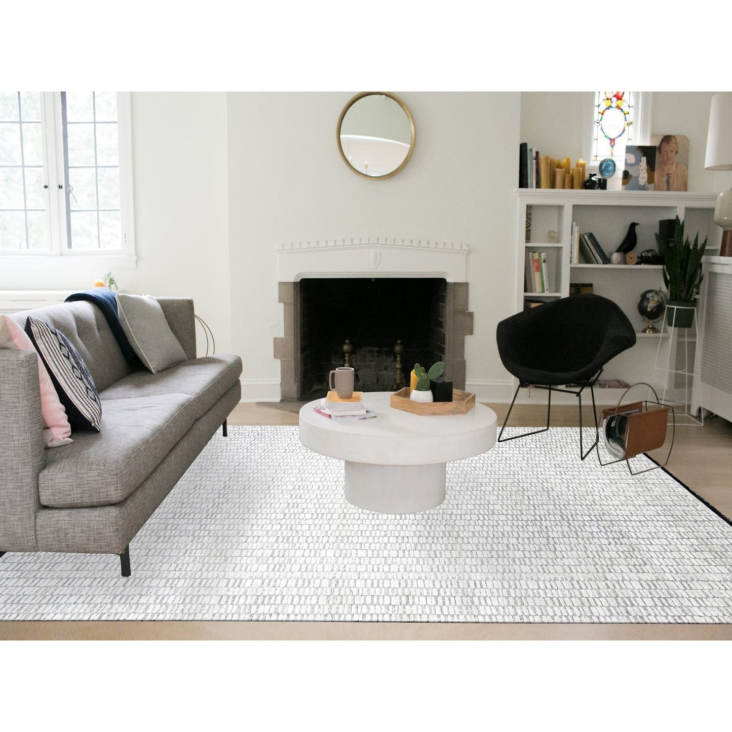 9'X12'1" Ivory Modern Roman Design Hand Loomed Oriental Rug