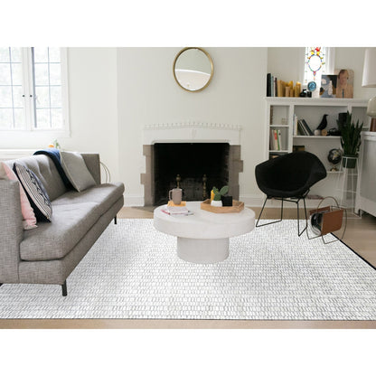 9'X12'1" Ivory Modern Roman Design Hand Loomed Oriental Rug