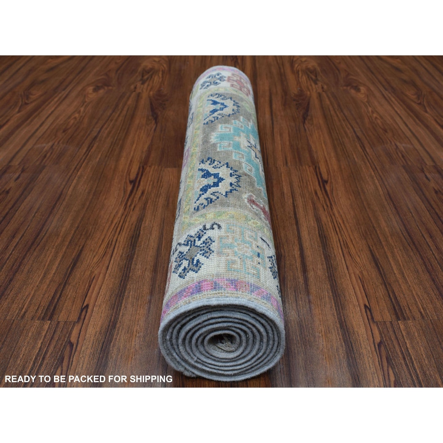 2'7"X7'10" Gray Fusion Kazak Organic Wool Hand Knotted Runner Rug