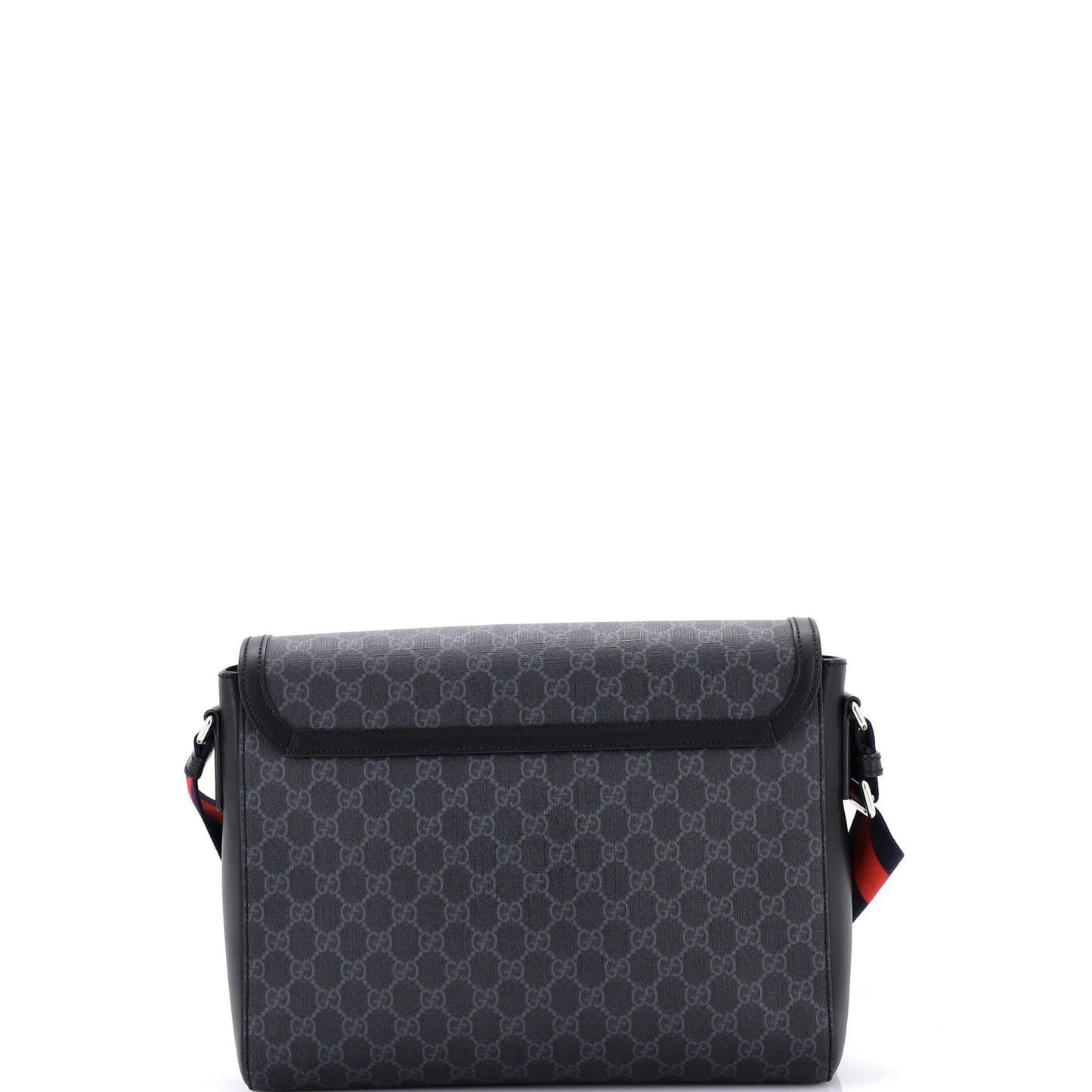 Gucci Web Strap Flap Messenger Bag Gg Coated Canvas Medium