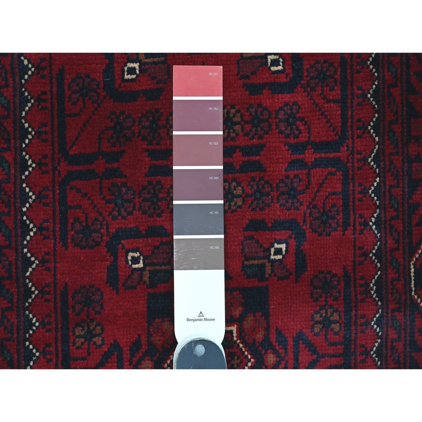 2'5"X19'2" Red Afghan Khamyab Star Design Wool Hand Knotted Runner Rug