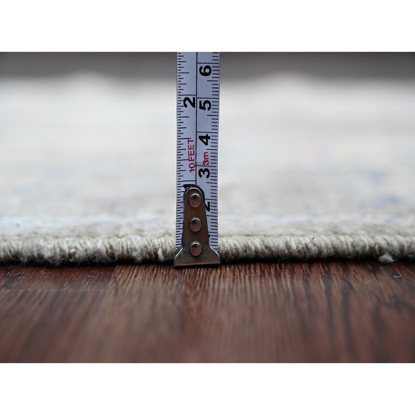 3'X19'10" Green Hand Knotted Angora Oushak Leaf Design Wool Runner Rug