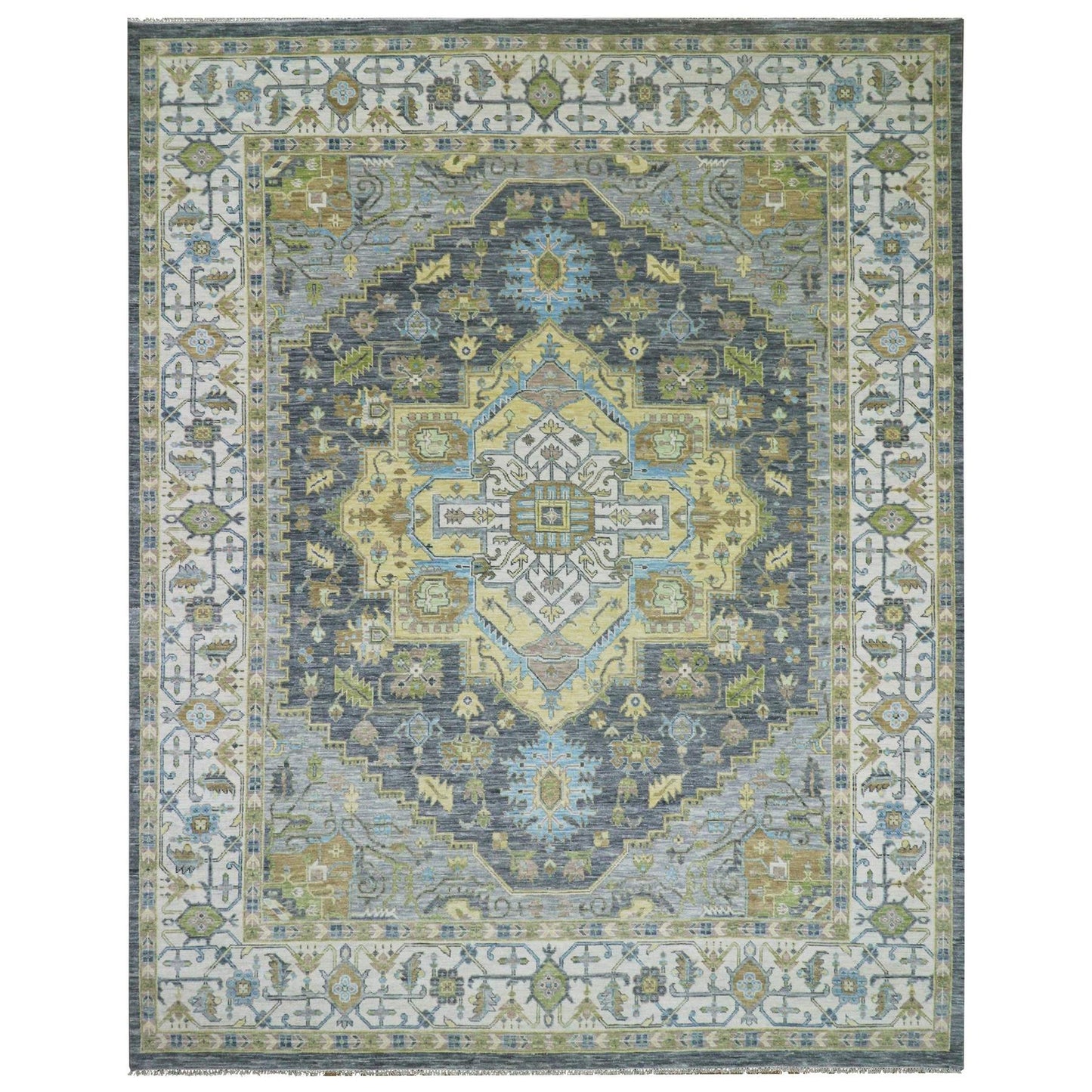 11'10"X14'9" Gray Oushak Weave 100% Wool Hand Knotted Oversized Rug