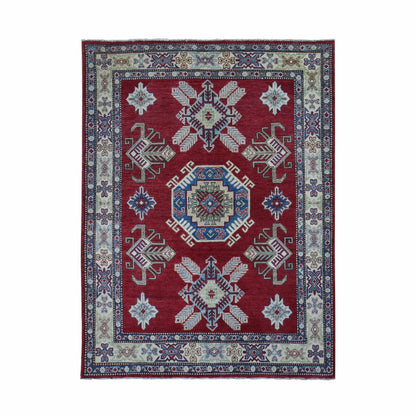 5'3"X7'1" Rich Red Afghan Special Kazak Hand Knotted Pure Wool Rug