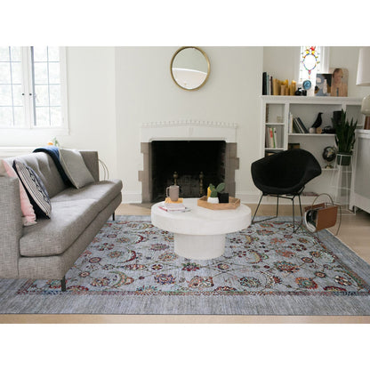8'9"X12'1" Misty Gray Sultani With Tebraz Wool Hand Knotted Oriental Rug