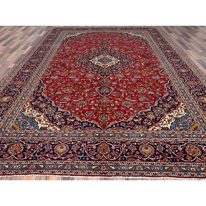 9'8"X12'10" Red Zoroastrian Kishoon Hand Knotted Soft Wool Oriental Rug