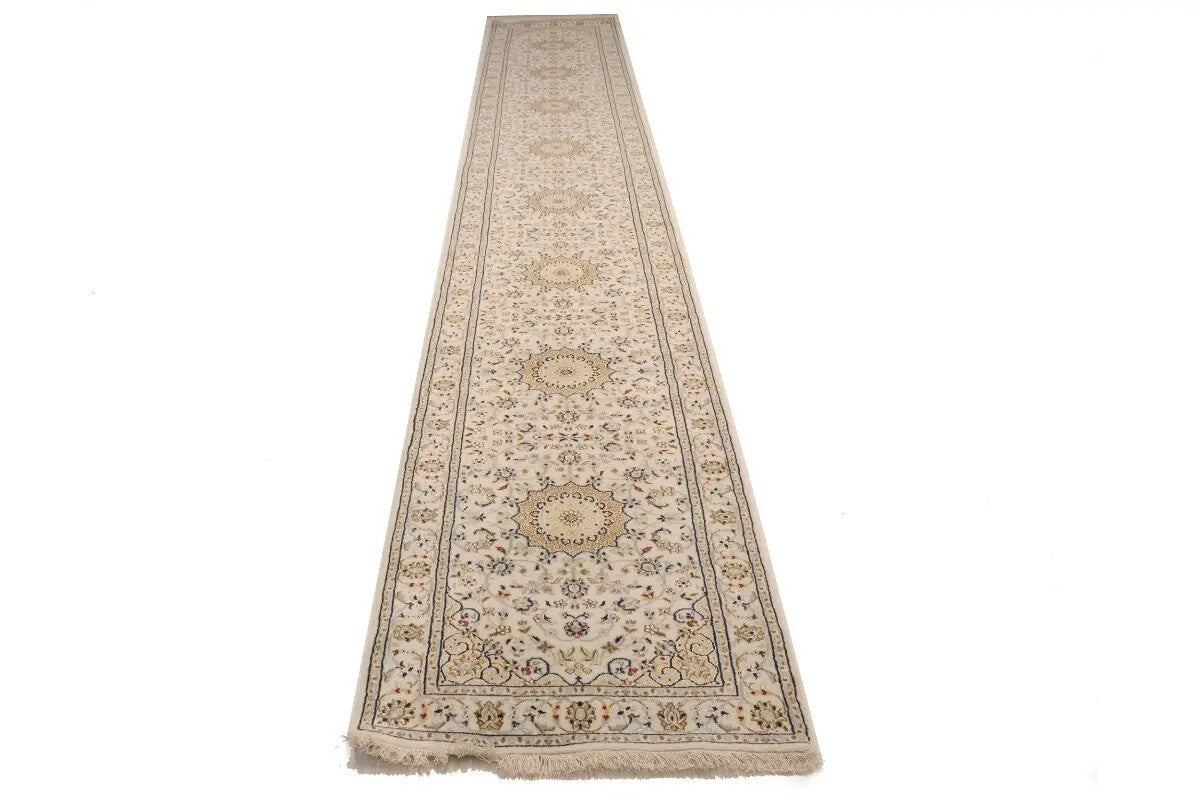 Extra Fine Floral Indo-Nain Runner Rug Oversized