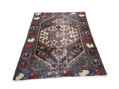4X6 Ft Semi-Antique Oriental Rug Boho Floral
