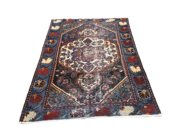4X6 Ft Semi-Antique Oriental Rug Boho Floral