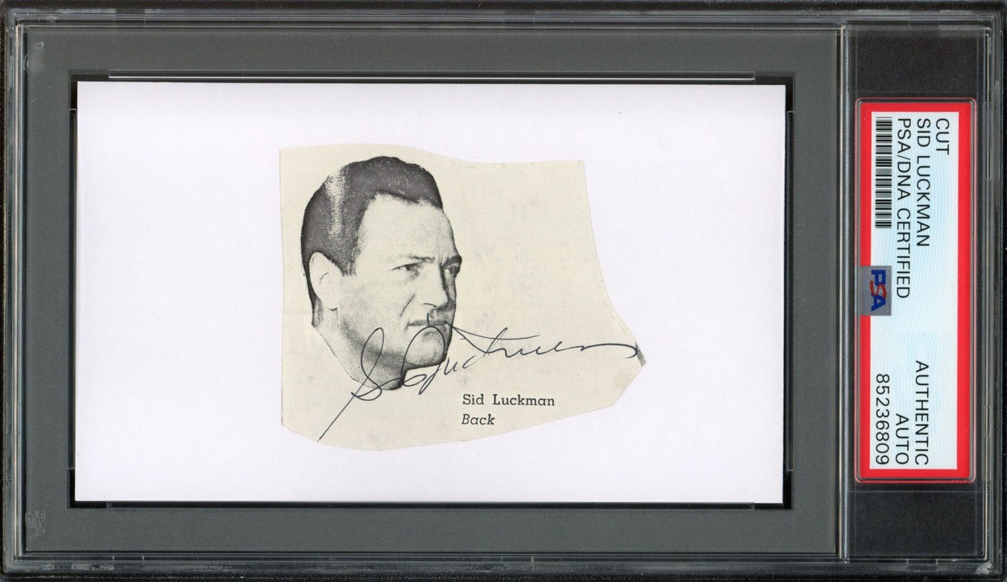 Sid Luckman Hof Signed/Auto Cut Photo On 3X5 Card Bears Psa/Dna 188244