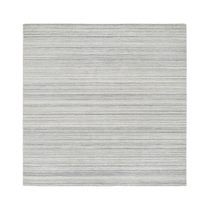 6'1"X6'1" Gray Undyed Natural Wool Modern Design Hand Loomed Square Rug
