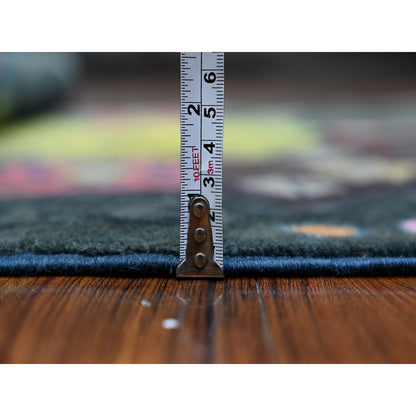 3'2"X5' Space Black Fusion Kazak Caucasian Elements Design Oriental Rug