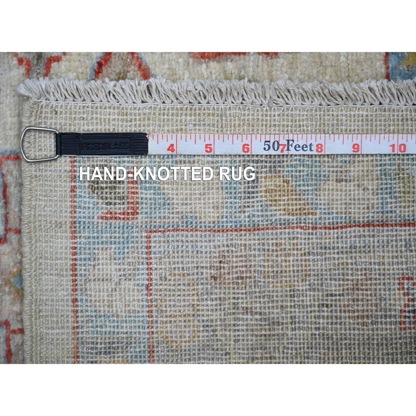 6'X9' Beige Extra Soft Wool Hand Knotted Finer Peshawar Rug