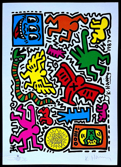 Keith Haring Lithograph Certified Coa "Pop Shop