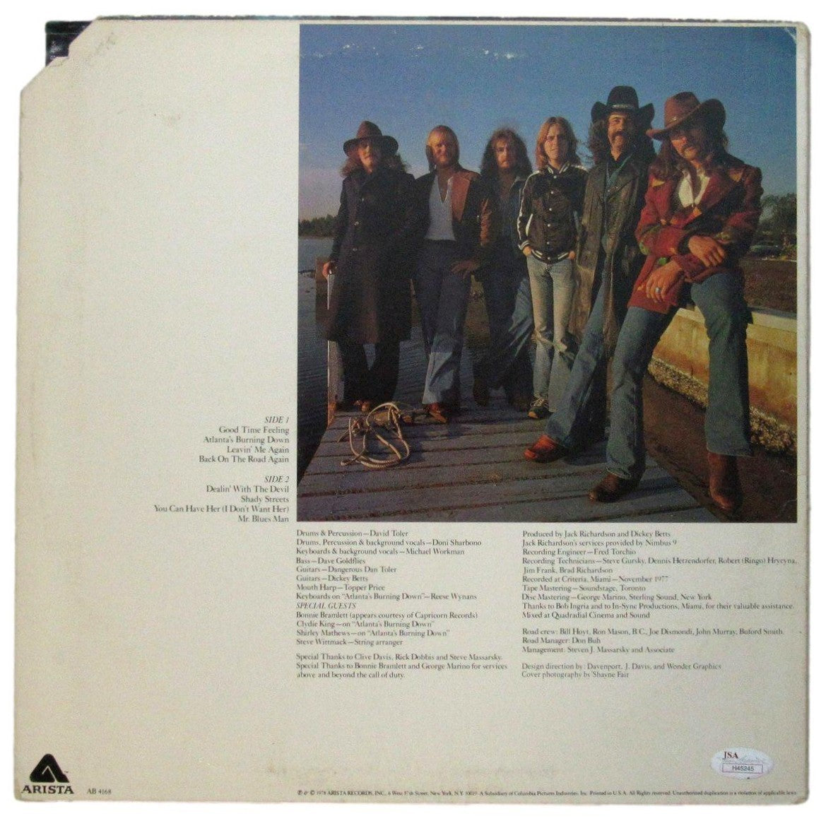 Dickey Betts Signed/Autographed Burning Down Album Allman Brothers Jsa 201221