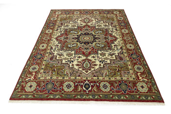 Handmade Scarlet Red Traditional Wool Heriz