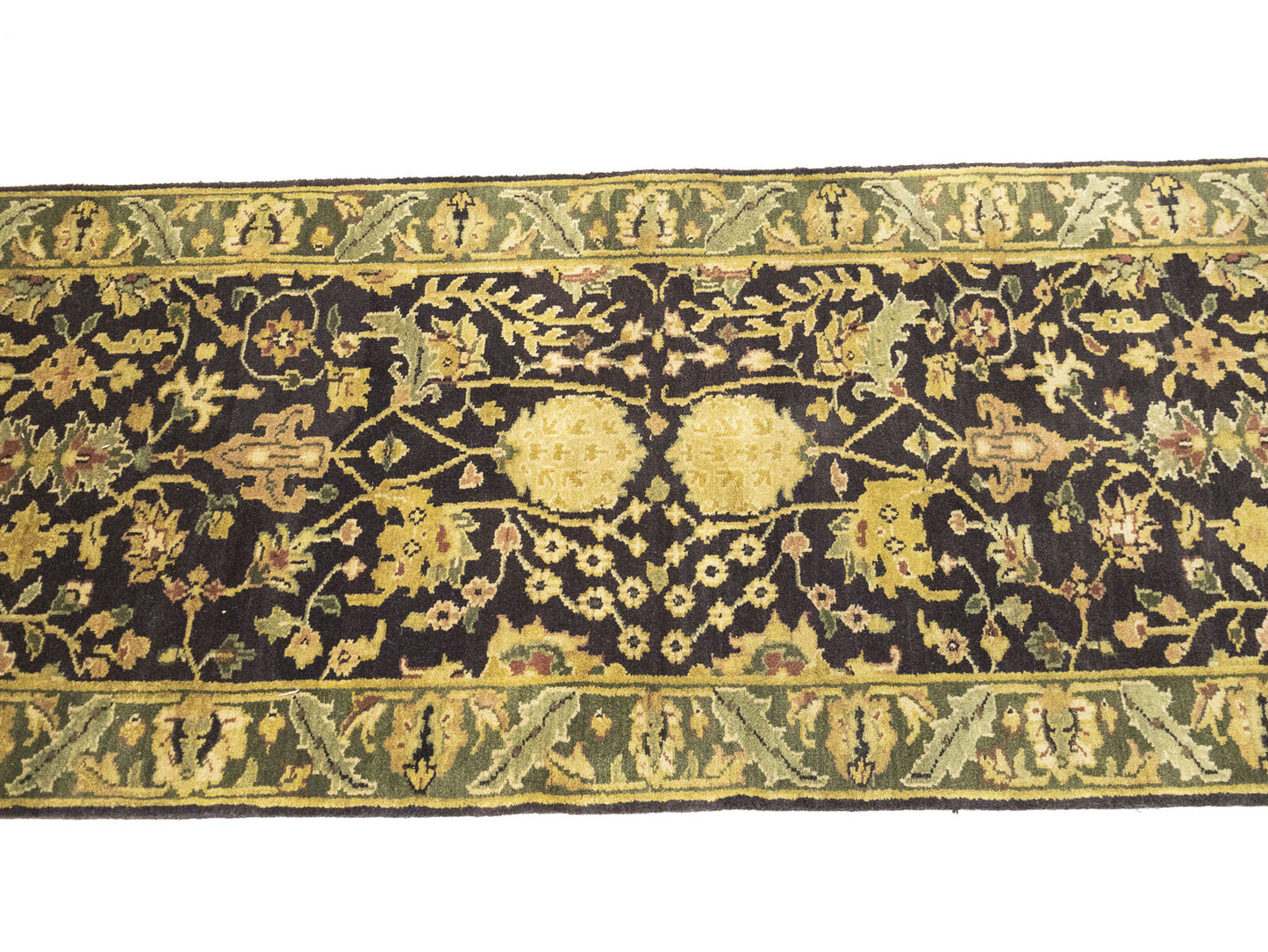 Hand-Knotted Agra Jaipur Floral Oriental Runner