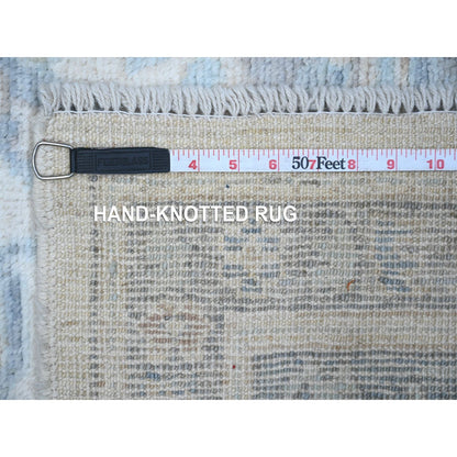 6'1"X9'4" Cadet Gray Wool Weft Afghan Angora Oushak Oriental Rug