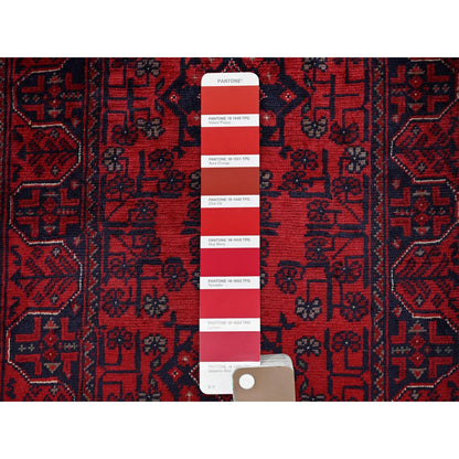 1'10"X5'1" Red Afghan Khamyab Tribal Design Wool Hand Knotted Runner Rug