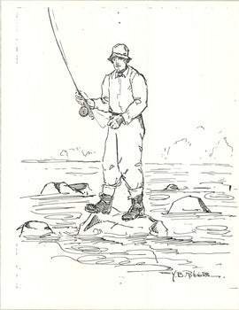 Yb Robinson Fly Fisherman In River 