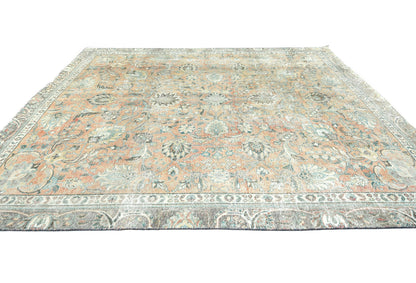 Distressed Vintage Oriental Rug Floral Style