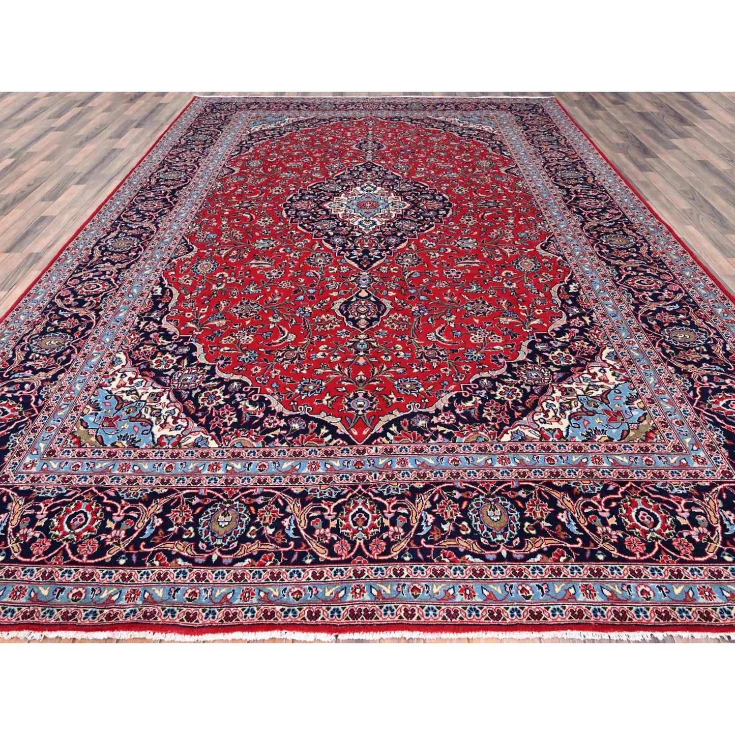 9'6"X13'5" Portia Red Hand Knotted Wool Tribal Floor Vintage Kishoon Rug