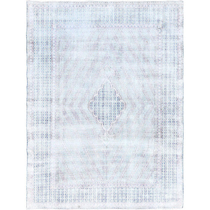 7'9"X10'1" Blue Vintage Zoroastrian Karman Pure Wool Hand Knotted Rug