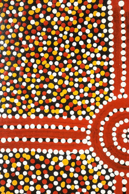 Paddy Bird Jungala "Mulga Seed" Aboriginal Dot Painting Acrylic On Canvas Signed