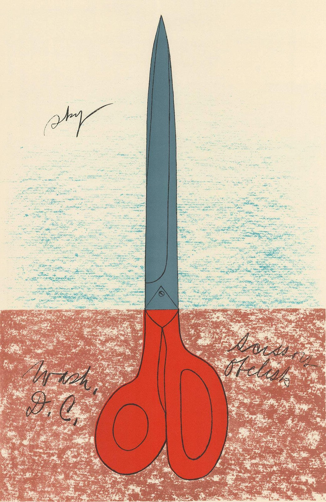 Claes Oldenburg Scissors As Monument " Lithograph Pop Art Red Brow