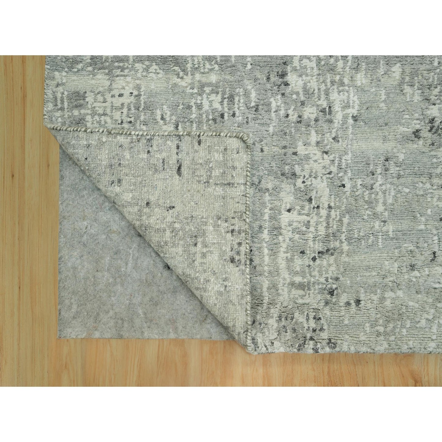 2'6"X26' Owl Gray Hand Knotted Cut And Loop Pile Modern Xl Runner Rug