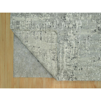 2'6"X26' Owl Gray Hand Knotted Cut And Loop Pile Modern Xl Runner Rug