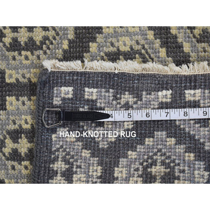 2'X3' Davy Gray Turkish Knot Oushak Design Hand Knotted Pure Wool Rug