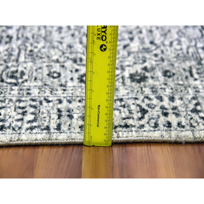 2'7"X6' White Mamluk Dynasty Design Undyed Wool Hand Knotted Runner Rug