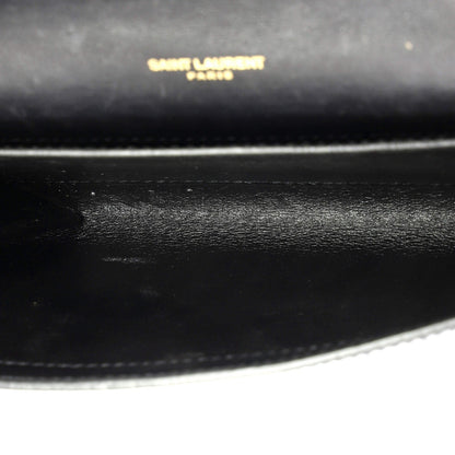 Saint Laurent Uptown Chain Wallet Crocodile Embossed Leather