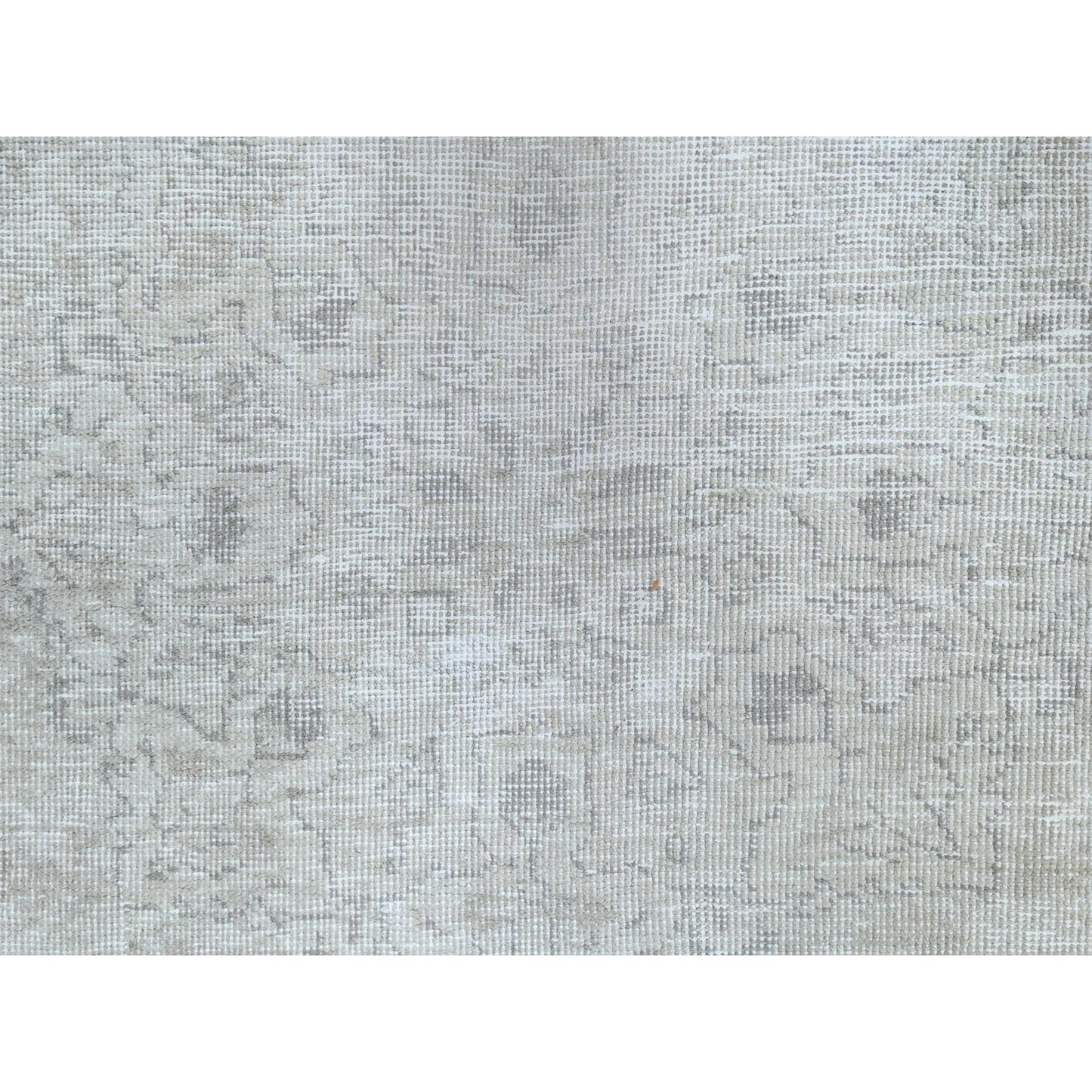 9'7"X13'2" Gray Hand Knotted Old Farsian Tebraz Worn Wool Distressed Rug