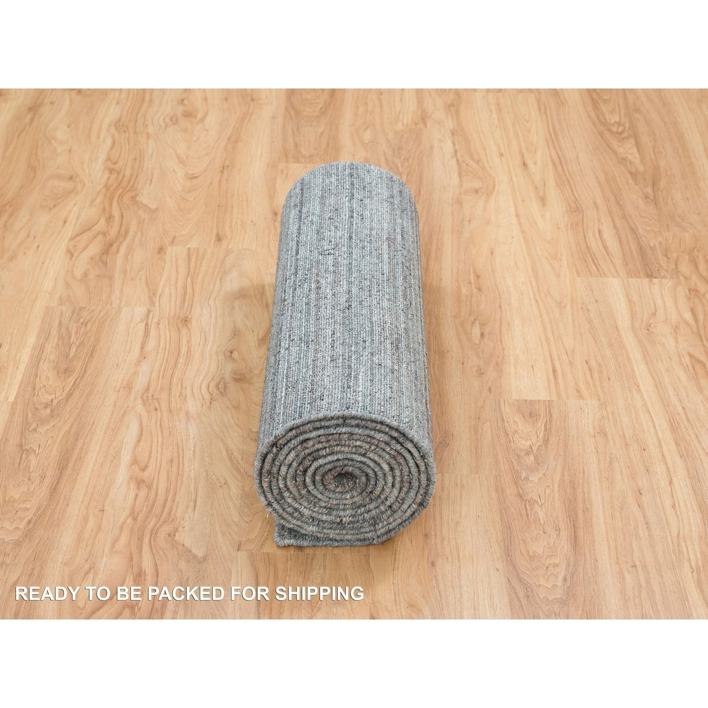 2'7"X14' Gray Wool Hand Loomed Modern Striae Design Runner Oriental Rug