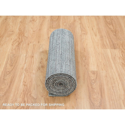 2'7"X14' Gray Wool Hand Loomed Modern Striae Design Runner Oriental Rug