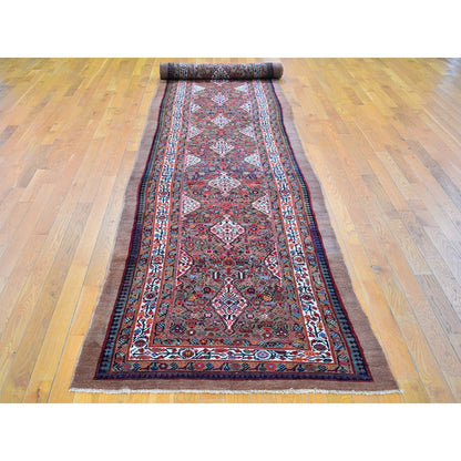 3'6"X17'4" Brown Old Farsian Serrib Xl & Wide Runner Hand Knotted Rug