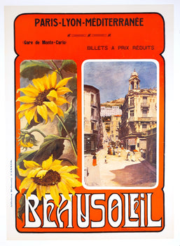 Beausoleil Cote Dazur C1900 Original Plm French Travel Poster On Linen